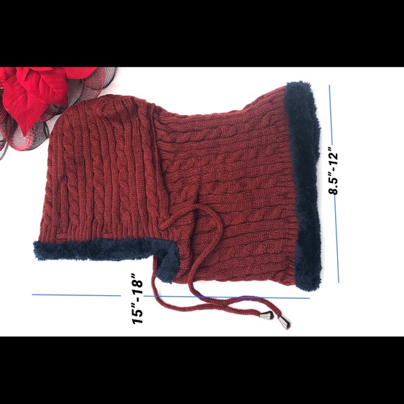 New Winter Unisex Knitted Hoodies Scarf with fur - Picture 4 of 11